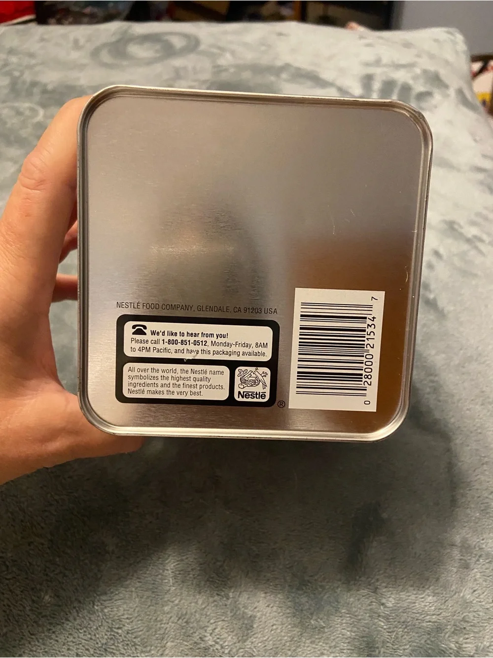 Disney Silver Metal Tin with Blue, Black, Gold and Purple Artwork